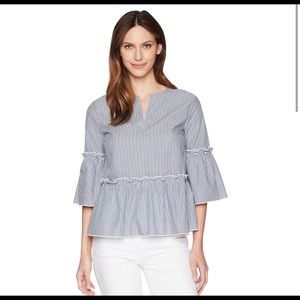 IVANKA TRUMP Striped Ruffle Boho Top/Blouse!